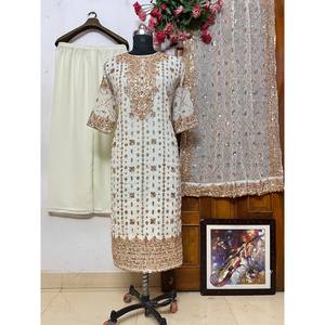 Salwar Kameez en coton de créateur pour les fêtes, composé d'un haut, d'un bas et d'un dupatta - Product Image 1