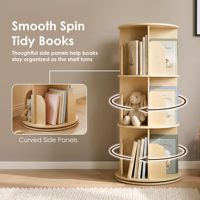 Étagère à livres rotative en bois pour enfants 360 °   Étagère à livres rotative multi-niveaux pour chambre d'enfant et salle de jeux