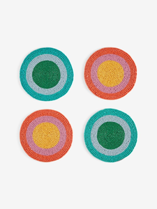 FAIZA CRAFT Sous-verres ronds faits main brodés de perles de rocaille, motifs floraux, colorés, écologiques, taille personnalisable, modernes - Product Image 3