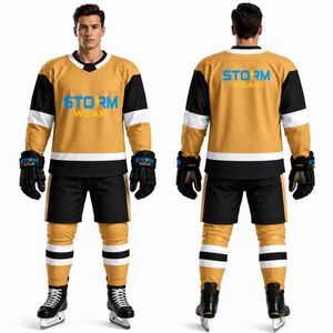 Service OEM, uniforme de hockey sur glace sur mesure pour adultes, nom de l'équipe, impression par sublimation totale, 100% polyester, uniforme de hockey sur glace pour hommes - Product Image 4