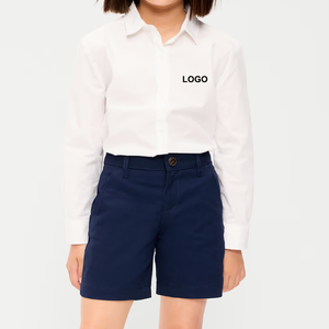 เสื้อนักเรียนแขนยาวผ้าฝ้ายสีฟ้าอ่อนสำหรับเด็ก - Product Image 4