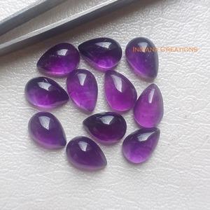 Ametyste violette naturelle, taille cabochon poire, 3x5mm, 13x18mm, pierre d'améthyste, pierre précieuse en vrac, prix de gros, pour la fabrication de bijoux - Product Image 2