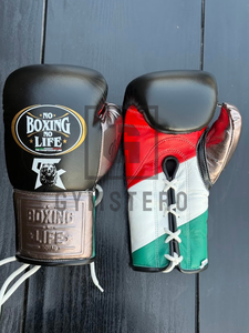 Guantes de Boxeo GYMSTERO No Boxing No Life de Alta Calidad, Cuero Vacuno Genuino, Correa de Muñeca Ajustable con Cierre de Gancho y Bucle, con Cordones - Product Image 5