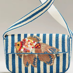 Handmade Beaded Sequined Tassel Leopard Zipper Removable <b>Strap</b> <b>Shoulder</b> Sling Bag Cute Fruit Design Women Aesthetic Summer 3pcs - Product Image 1