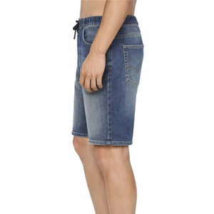 Shorts Bermuda en jean pour homme 100 % coton, taille mi-haute, cordon de serrage, style décontracté avec poches, finition délavée - Product Image 1