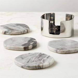 Juego de posavasos redondos de mármol negro, tapetes de piedra natural de lujo para bebidas, protección de mesa, decoración del hogar - Product Image 4