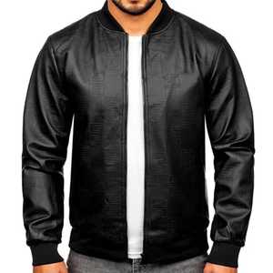 Blousons en cuir noir chauffants pour l'hiver, fabrication directe du Pakistan, couleurs unies simples, style zippé. - Product Image 2