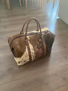 Genuine Hair-On <b>Leather</b> Fashion Zipper Closure Lightweight Travel Duffel <b>Bag</b> LHODB-0107 - Product Image 4