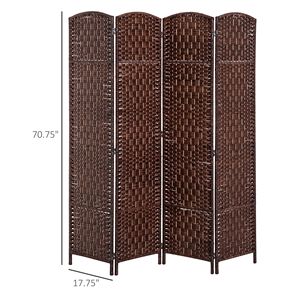 Divisorio per Stanza in Vimini Marrone a 4 Pannelli, Alto 1,8 m, Autoportante e Pieghevole, Schermo per la Privacy per Sala da Pranzo, Stile Funzionale e Robusto - Product Image 3