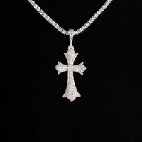 Pendentif Croix Chromée en Moissanite Argentée, Bijou Hip-Hop Tendance, Collier Charme, Accessoire de Mode