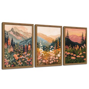 Tableau mural en toile avec cadre en bois de Sheesham, paysage de la saison des pluies - Décoration en gros - Product Image 2
