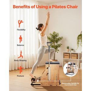 Silla de Pilates de Madera con Pedales Divididos para Estabilidad, Combo de Entrenamiento de Yoga y Fitness, Reformer con Marco de Madera de Caucho y Asas de Pilates - Product Image 2