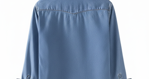 Chemise en jean à manches longues pour homme, col rabattu, boutonnée, avec deux poches poitrine, bleu uni - Product Image 2