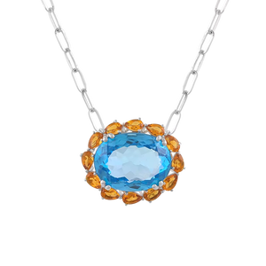 จี้บลูโทแพซและซิทรินในตัวเรือนเงินแท้ 92.5 รุ่น KLSP-50599 - Product Image 1