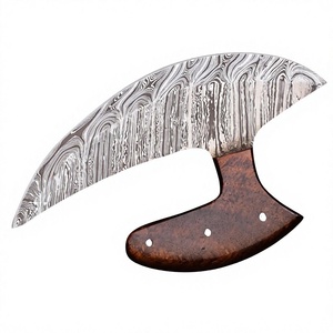 Couteau de cuisine Damas Chef Ulu avec manche en nœud celtique, fait main, nouveau design, coupe-pizza, manche en bois, cadeau d'anniversaire idéal - Product Image 1