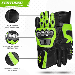 Gants de moto en cuir vert et noir, gants de course intégraux avec protection des articulations, gants de moto sportifs, fabrication OEM sur mesure, vente en gros - Product Image 4