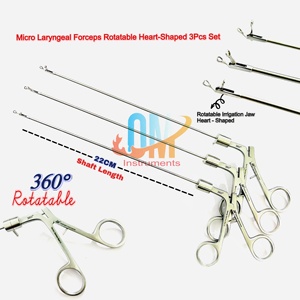 Instruments ORL : Micro-pince laryngée rotative à 360 degrés avec canal d'irrigation, mâchoire en forme de cœur, en acier inoxydable de qualité médicale - Product Image 2