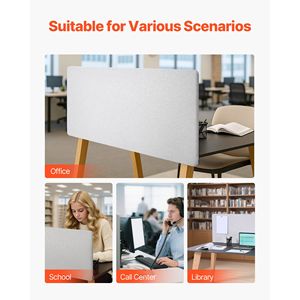 Divisorio per Scrivania da Ufficio Moderno 60x24 Pollici, Pannello Privacy a Morsetto per Postazioni di Lavoro e Cubicoli in PET - Product Image 6