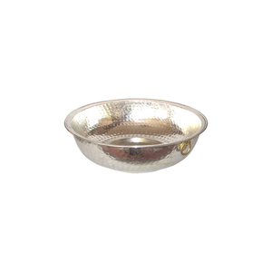 Premium 4 Pack Silver Hammered <b>Metal</b> <b>Buckets</b> with Brass Ring Handles Transitional Style - Product Image 4