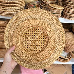 Set Rattan Charger Plate Handwoven Brown Rattan Charger Plate Round Dining Placemat <b>Table</b> Setting Decor Natural Vietnam Craft - Product Image 5