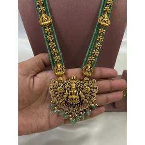 Indian Ethnic Artificial Jewellery-Prisha South Indian Gold Plated Bridal Long Necklace & Earring Set for Women - Product Image 2