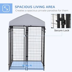 Outdoor Heavy Duty 4 X 4 X 6 Welded Wire Dog Kennel with Roof UV Resistant Playpen <b>Enclosure</b> Escape-proof Lock <b>Pet</b> Cage - Product Image 3