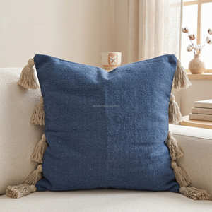 Cojín Decorativo Vintage con Flecos, Hecho a Mano, Ecológico, de Algodón Clásico, con Textura en Capas, para Sofá, con Cierre - Product Image 1
