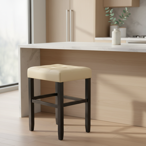 Tabouret de bar moderne en cuir PU sans dossier, tabouret de comptoir rembourré pour cuisine - Product Image 4