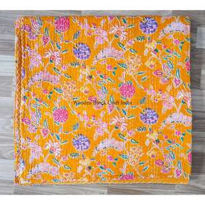 Colcha Kantha de Algodón 100% Orgánico, Hecha a Mano en Rajasthan, Estampada, Reversible, Vintage, Ecológica, para Todas las Estaciones, Tamaño Doble - Product Image 5