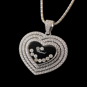 Colgante de Corazón de Plata de Ley 925 con Diamantes CVD Cultivados en Laboratorio, Flotantes y Móviles, EF VVS VS, Joyería de Diseño de Lujo para Mujer - Product Image 1
