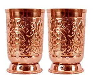 Copper glass drink set traditional wellness <b>cups</b> ayurvedic eco <b>reusable</b> durable for kitchen home hydration routine - Product Image 5