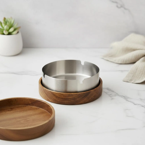 Cenicero de Cigarrillos Cuadrado Clásico de Madera, Accesorio de Mesa Hecho a Mano - Product Image 4