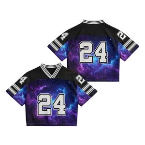 Maillot de football américain personnalisé pour homme, imprimé Galaxy 24, sublimation, col en V, manches courtes, polyester respirant, vêtements de sport - Product Image 1