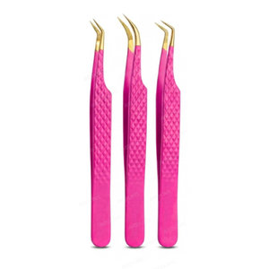Pince à cils en acier inoxydable à pointe en fibre, couleur rouge, pour volume, vente en gros - Product Image 4