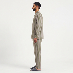 <b>Men</b> Flannel <b>Pajama</b> Set Long Sleeve Full Length Stand Collar Button Fly Sleepwear Casual 100% Cotton Winterwear Baggy <b>Pajama</b> Set - Product Image 3