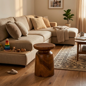 Pawn Accent <b>Side</b> <b>Table</b> Minimalist <b>Rustic</b> Solid Suar Wood High Quality Durable Honey Finish Living Room Furniture Home Decor - Product Image 5