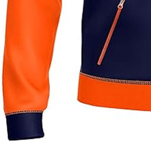 Sudadera con capucha de tejido polar color naranja, cálida y suave, clase militar, con cinta reflectante en las mangas y la cintura. - Product Image 3