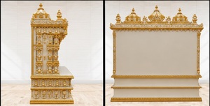 Achetez un Temple/Puja Mandir en bois de teck pour la maison, taille personnalisable, haut de gamme, sculpté à la main, couleur dorée, Pooja Ghar avec armoire de rangement - Product Image 5