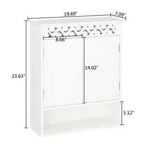 Armadietto a Muro con Doppia Anta Intagliata per Bagno, Design Elegante - Product Image 3