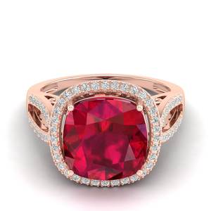 แหวนเงินแท้ 925 ดีไซน์หรูหราประดับทับทิมทรงคุชชั่นและมอยส์ซาไนต์ทรงรัศมี สำหรับผู้หญิง เหมาะเป็นของขวัญวันเกิด เครื่องประดับคุณภาพสูง - Product Image 1