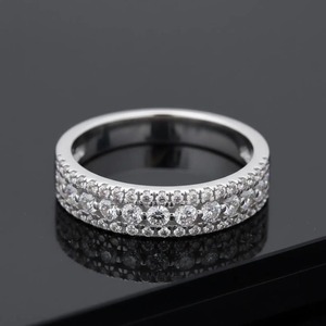 925 Sterling Silver Moissanite Round Cut Sterling Silver Band Anniversary Engagement <b>Ring</b> - Product Image 1