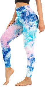 Women's High Waist Vintage Tie Dye Cotton Leggings Full Length Stretch Breathable Eco-Friendly Sporty Yoga <b>Pants</b> Knitted 220g - Product Image 2