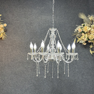 LANJO Luxury Metal <b>Crystal</b> <b>Chandelier</b> Hanging Pendant Light Water Drop Shape Ceiling Decor for Wedding Party Events - Product Image 2