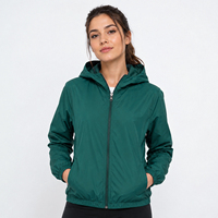 Blouson bomber à capuche pour femme, couleur unie, manches longues, fermeture éclair, matière polyester, vêtement de printemps, coupe-vent, léger, décontracté