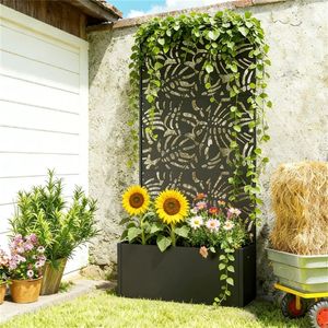 Pot de fleurs en métal pour plantes d'extérieur, élégant et décoratif - Product Image 1