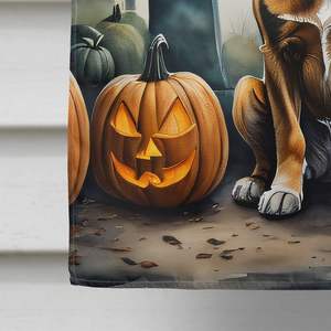 Grand drapeau de maison Halloween en polyester multicolore Spooky Yard Banner Artwork Pole Décorative Wall Hanging for Porch Bloodhound - Product Image 4
