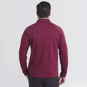 เสื้อสเวตเตอร์ผู้ชายสีแดงเลือดหมู คอตั้ง แขนยาว ทรงปกติ ผ้าถัก ซิป ¼ ตัว สไตล์ลำลอง สีพื้น - Product Image 4
