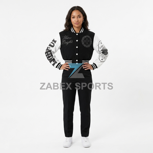 Chaqueta Varsity Moderna para Mujer ZABEX SPORTS, de Cuero Genuino Premium, Ecológica, Impermeable, con Forro de Lana Satinada, para Otoño - Product Image 6