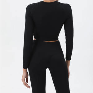 Leggings taille haute à manches longues, ensemble de yoga personnalisé en 2 pièces pour femmes, vêtements de fitness, ensemble de vêtements de sport pour femmes - Product Image 6