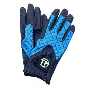 Summer Fashion Dressage Equestrian Horse Riding Gloves Stretch Polyester Back <b>Synthetic</b> <b>Leather</b> Palm Glittering Cuff - Product Image 2